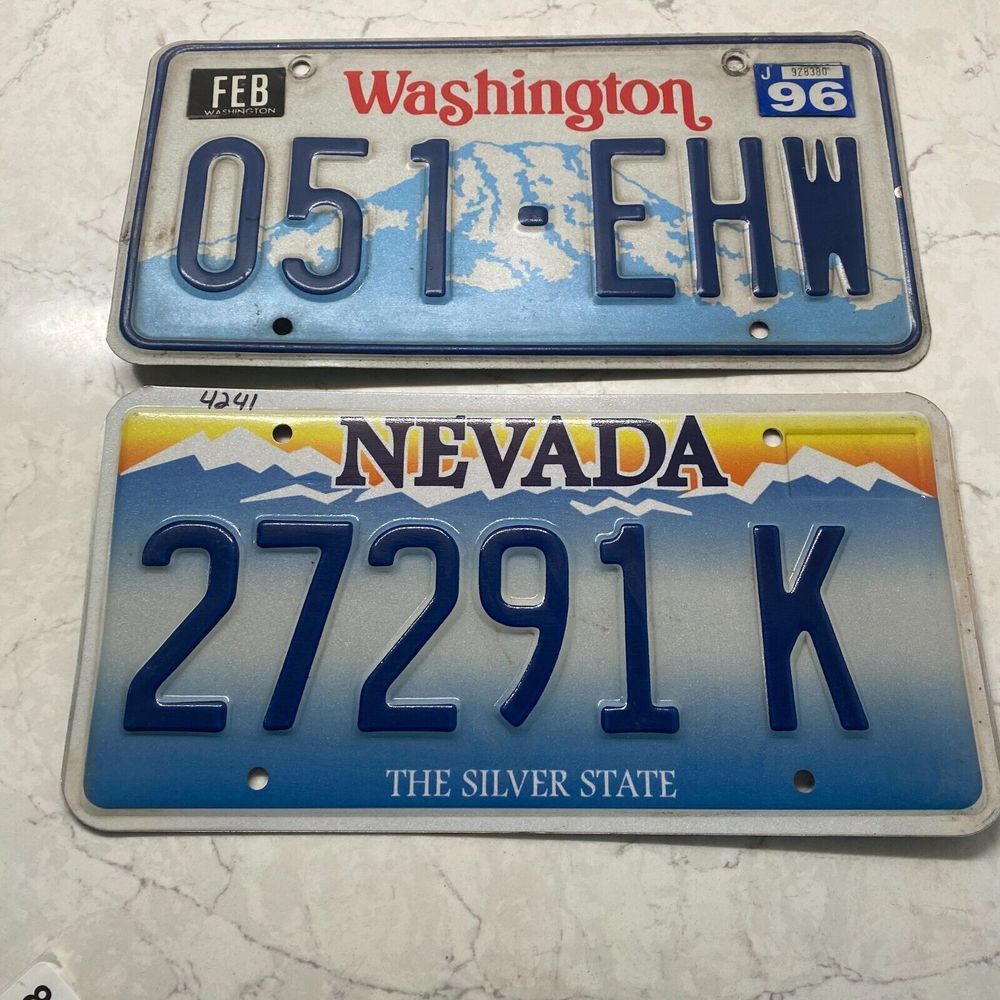United‎ State Nevada and Washington Motor Vehicle License Plate Lot of 2